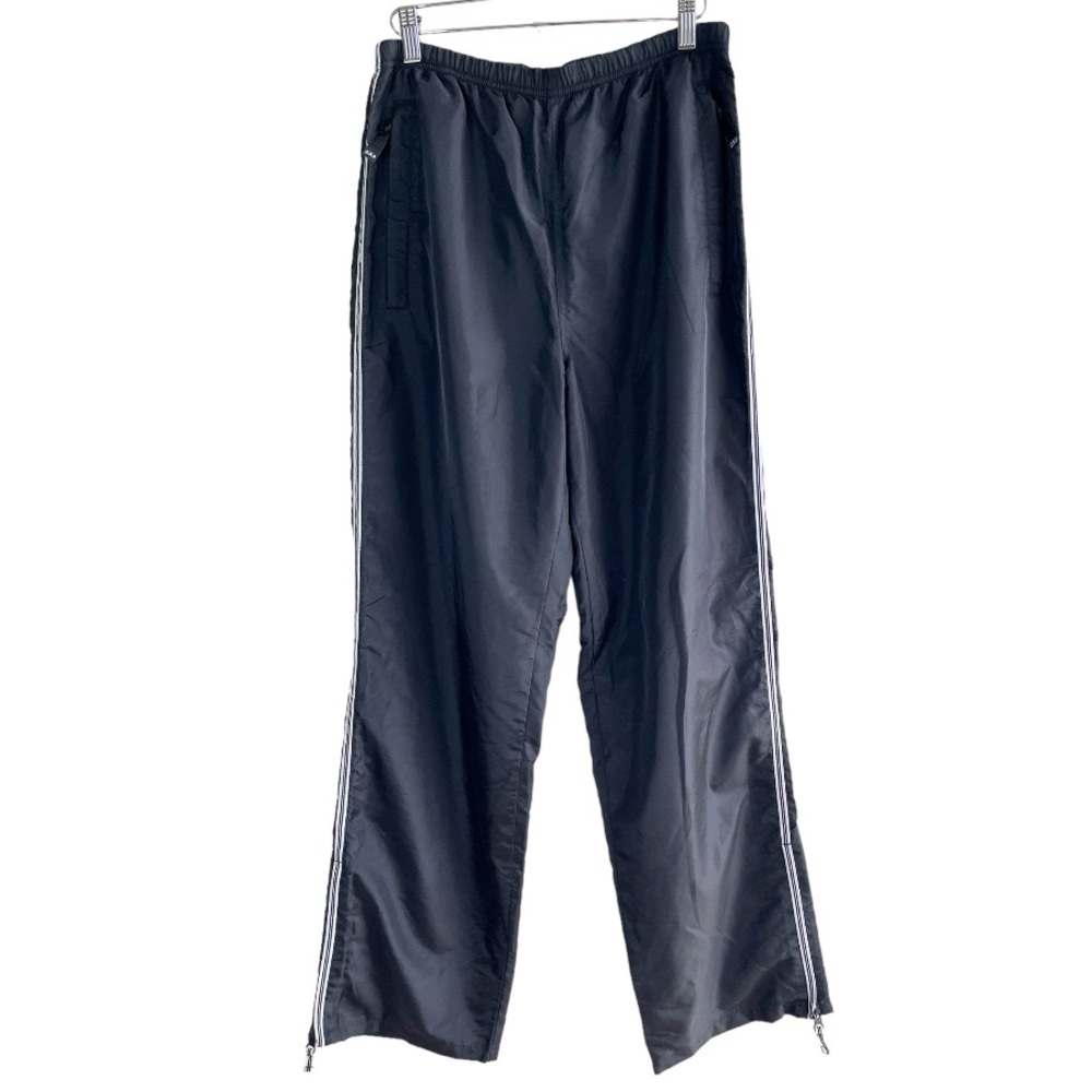 Gap VTG Mens Black Track Nylon Pants Size XS Black White Straight Leg Zip Hem